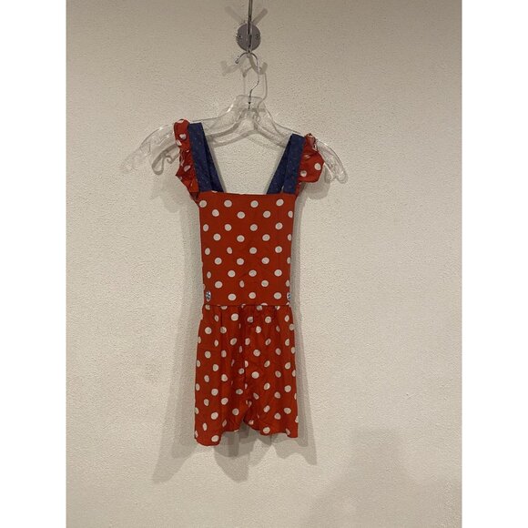 Matilda Jane Romper Girls 8 Red White Polka Dot Blue Most Magical Day Ruffle - Picture 2 of 7